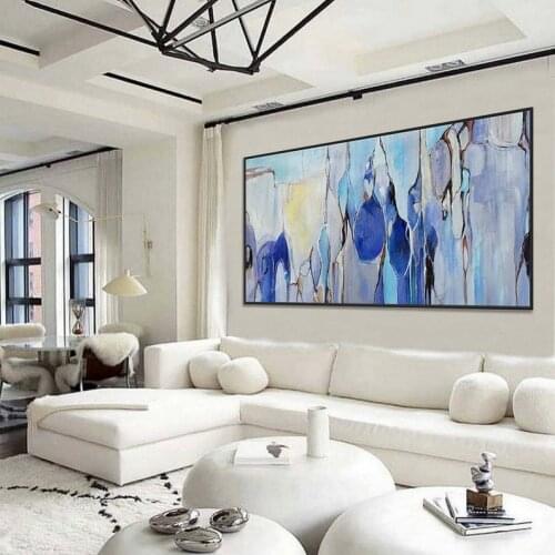 Abstract Canvas Wall Art Extra Large Colorful Modern Brush Stroke Oversize Panoramic Wide Abstract Acrylic Painting Home Decor
