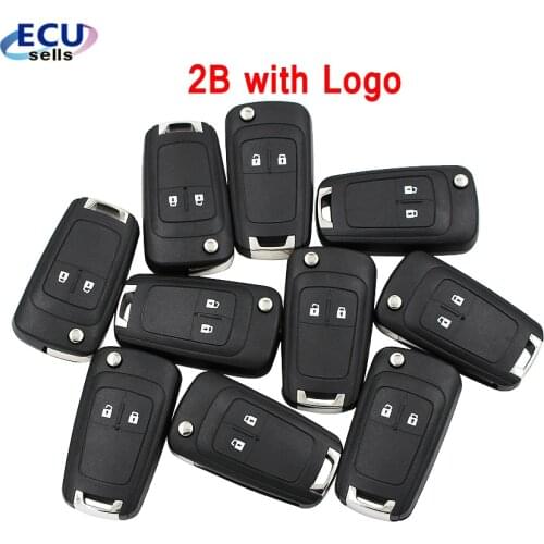 Promotion ! 10PCS X NEW 2 Button Flip Folding Key Shell Case Fob for Chevrolet Aveo Cruze Uncut Blade with Logo