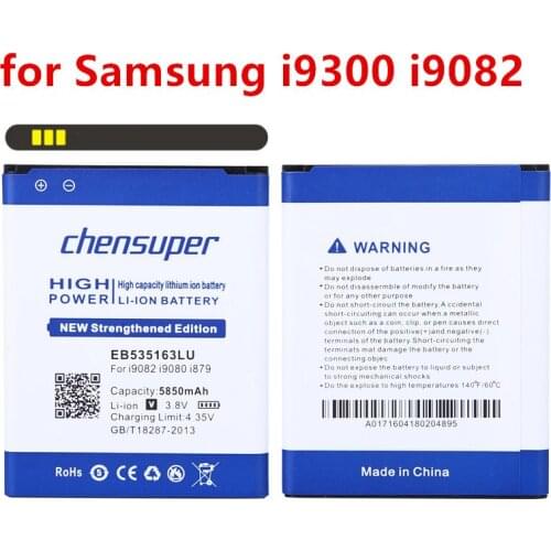 Chensuper 5850mAh EB535163LU Battery for Samsung Galaxy Grand DUOS I9082 I9080 I879 I9118 I9060 I9128 I9128i I9128E Grand Neo