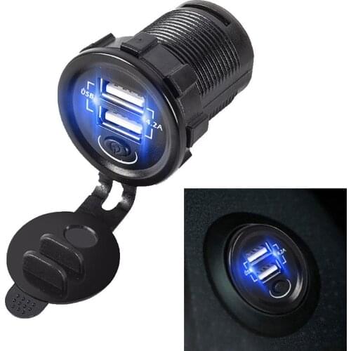 12V-24V Car Vehicle Dual USB Phone Tablet Charger Power Adapter with Switch for Xiaomi Samsung iPhone 11 Pro Max