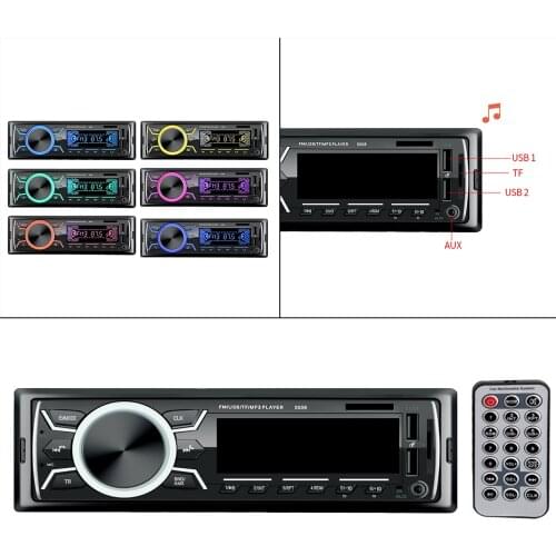 Car Radio with Bluetooth Hands-free System and Remote Control 1 DIN Car Radio MP3 Player Fast Charging Digital Media Player