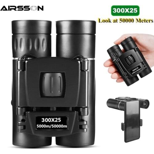 300X25 Powerful HD Binoculars 50000M Long Range Folding Mini Telescope Low Light Night Vision BAK4 Optics for Hunting Camping