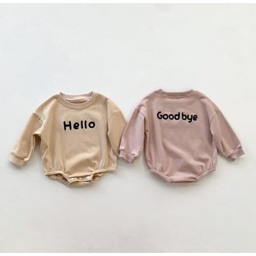 Baby Spring Autumn Clothing Newborn Infant Girls Hello Letter Round Collar Long Sleeve Bodysuit Jumpsui Toddler Clothes 0-24M