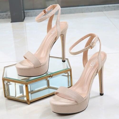 Summer womens sandals 12.5cm super high heels with platform catswalk show sexy new fashion comfortable flock shoes femal model