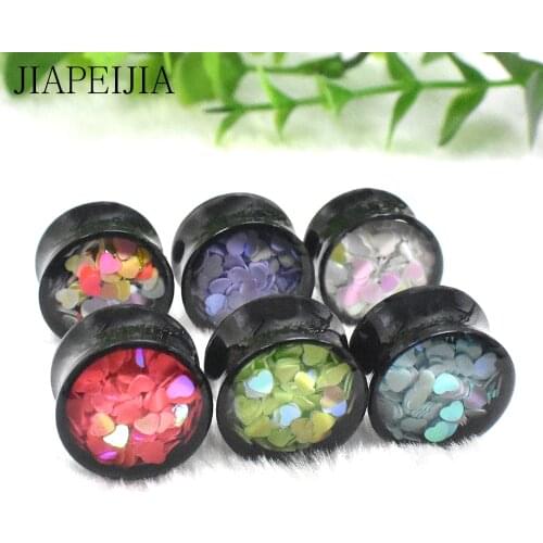 Black Acrylic Ear Plugs Stretching Tunnels Gauges 8-30mm Saddle Double Flared Expander Stretcher Body Piercing Jewelry