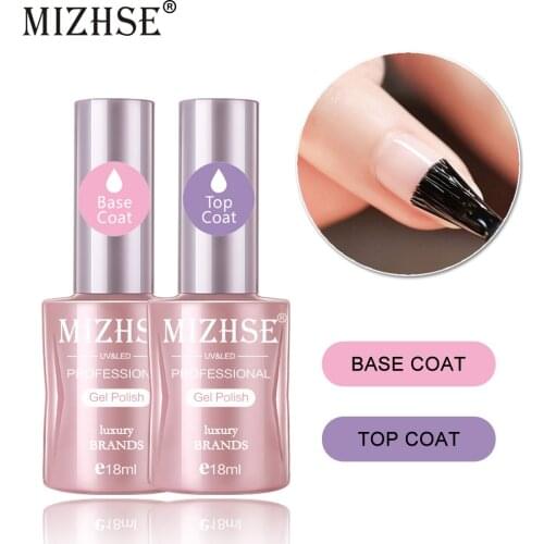 MIZHSE 18ml Multi-Use Top and Base Coat UV Nails Gel Polish Lucky Hybrid Varnish Primer Top and Base For UV Gel Polish