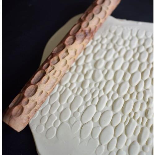 Pottery Rolling Pin Wood Caving Scraping Tool Texture Roll Pressed Printing Polymer Clay Texture Sheets Ceramic Tools