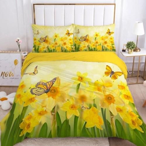 Duvet Cover Set 3D Bedding Sets Double Single Blanket Quilt Cover Country Yellow rose Bedclothes Bed Linings EUR UK 2-3pcs/set