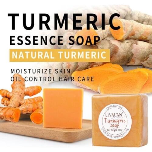 Turmeric Soap Herbal Natural Scrub Cleaning Nourishing Oil-Control Whitening Acne Treatment Mite Removal Face Soap Skin Care