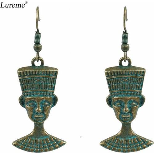 Lureme Vintage Retro Egyptian Pharaoh Head Pendant Dangle Earrings for Women and Girls (er005789)