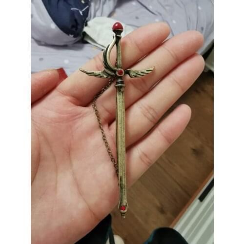 Fashion jewelry accessories metal enamel angel wing sword brooch pin