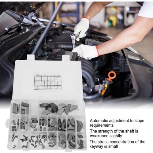 Woodruff Key Flywheel Pulley Crank Way Key Assortment Kit for Multiple Purpose Hardware Wood Tool 135 Pcs/box