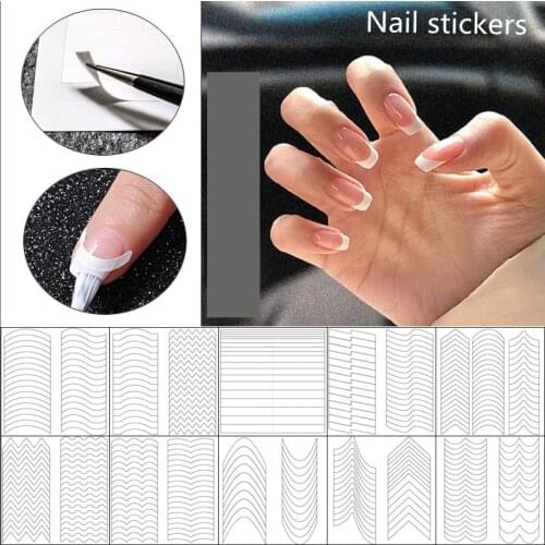 French Manicure DIY Nail Art Tips Guides Stickers Stencil Strip Swirls Manicure Nail Art Decals Form Fringe 3D Beauty Tools