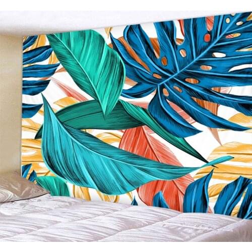 Plant Leaf Print Mandala Tapestry Psychedelic Wall Hanging Bohemian Tapisserie Murale Indian Floral Wall Carpet Beach Towel