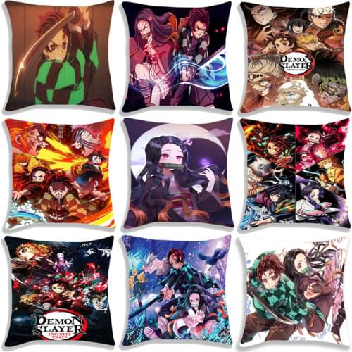 Demon Slayer Pillowcase Anime Kimetsu No Yaiba 3D Pillow Cover Grils Decorative Cushion Cover Pillowcase Customize Gift 45x45cm