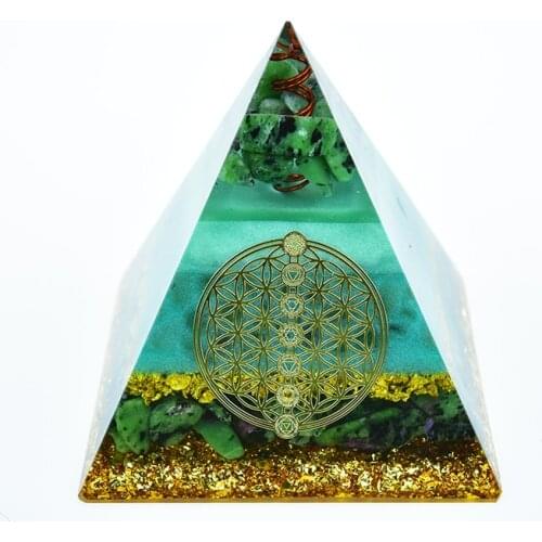 Original Natural Crystal Energy Ruby Zoisite Jewelry Ornaments Orgon Pyramid Kabbalah Flower Of Life Chakra Crystal Gift