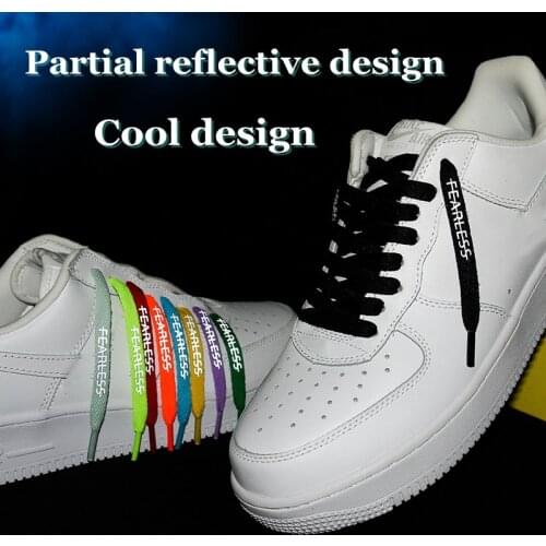 1 Pair Flat Shoelaces Classic Shoe Laces Unisex Shoe Strings Fit Fashion Sports Shoelace Casual Reflective Letter Printing Solid