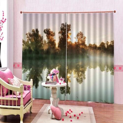 Tropical Seaside Sunset Scenery Shower Curtain Print Polyester Fabric For Living room bedroom blackout Drapes