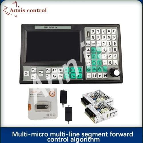 USB Mach3 CNC Controller SMC5-5-N-N5 Assi OFF-Line contorol 500KHz g-code 7-inch large screen 75W12V DC Alimentatore Switching