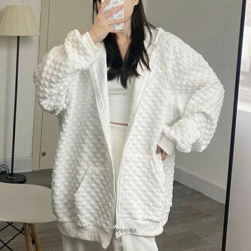 Size 6XL 150kg Zip Up Sweatshirt Autumn Jacket Oversize Hoodies White Black Women Vintage Pockets Long Sleeve Casual Large Coat