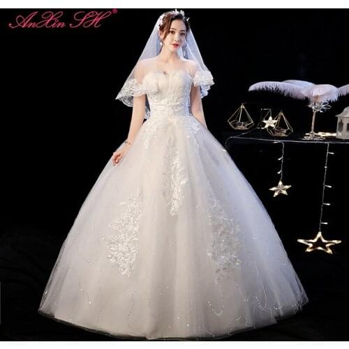 AXJFU princess ruffles flower white wedding Dress vintage strapless sleeveless sexy party white ball gown wedding dress