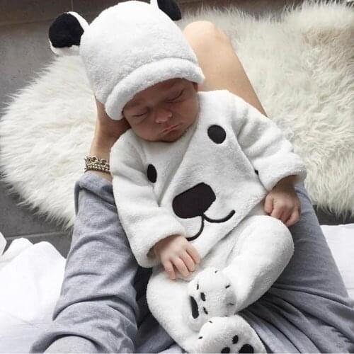 3Pcs Newborn Baby Winter Clothes Baby Girl Boy Cartoon Tops Pants Outfits Fluffy Warm Outfits Clothes Infant Clothing Set