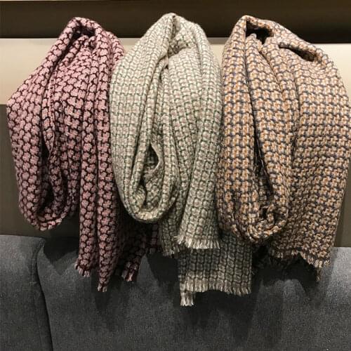100% Cashmere Narrow Scarf Warm And Comfortable Thick Men And Women Small Broken Grid Knitted Couple Scarf Unisex 200-45cm