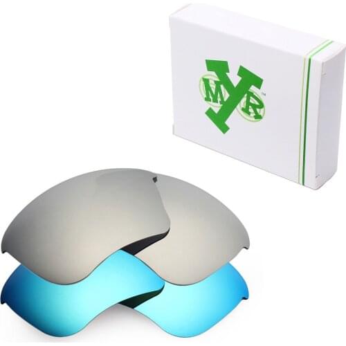 2 Pairs Mryok POLARIZED Replacement Lenses for Oakley Half Jacket XLJ Sunglasses Ice Blue & Silver Titanium