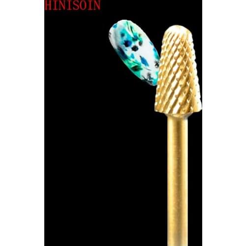 2pcs HIVISOIN Carbide Nail Drill Bit -Safety Bit -C(60090010)-Gold