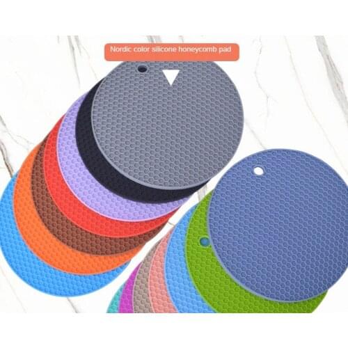 2pcs Multifunctional Round Heat Resistant Silicone Mat Cup Coasters Non-slip Pot Holder Table Placemat Kitchen Accessories Tool