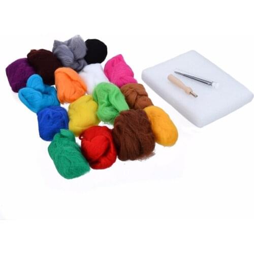 20 Colors Wool Felt Set with Needles Felt Felting Mat Starter Tool Kit For Knitting Sewing Accessories
