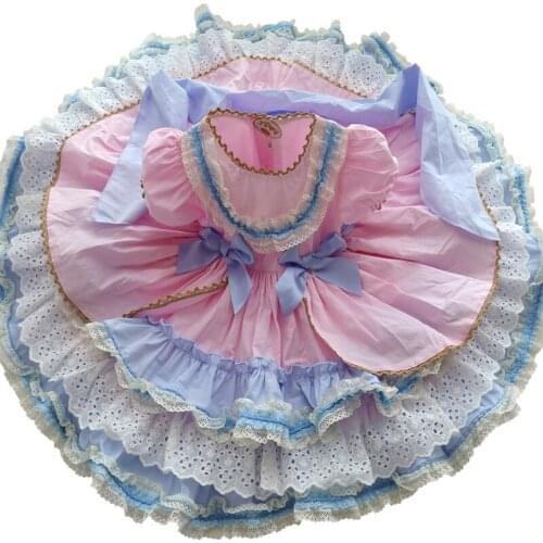 3PCS Girl Princess Dreess Baby Kid Lolita Spanish Style Children Party Layered Ball Gown High-End Custom