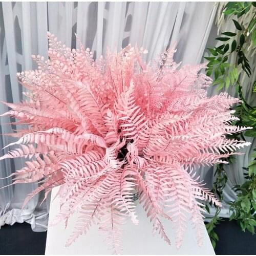 5pcs Artificial Fern Leaf Branch For Plant Wall Background Wedding Archway Ceiling Home Hotal Office Bar Decorative