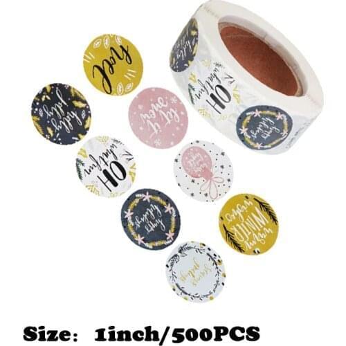 500pcs Merry Christmas Stickers Christmas Tree Elk Candy Bag Sealing Sticker Christmas Gifts Box Labels Decoration New Year 2021