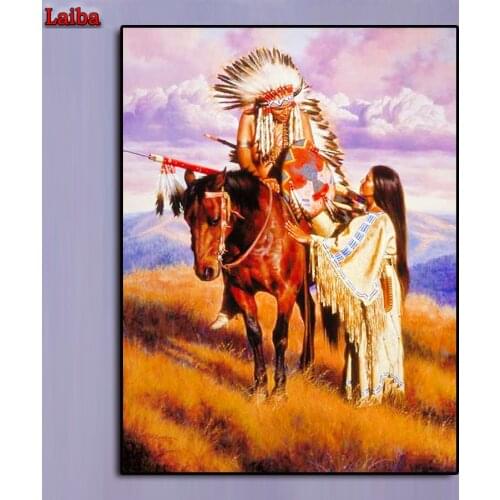 DIY handmade diamond Indian couple Painting cross stitch Mosaic home decorative painting wallpaper rhinestone Embroidery Decor