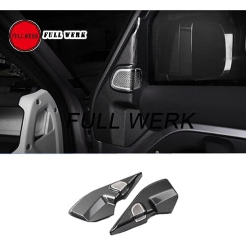 ABS Stainless Steel Car A Pillar Speaker Trim Decoration Cover Sticker Cap Full Wrapped Protector for Land Rover Defender 20-21