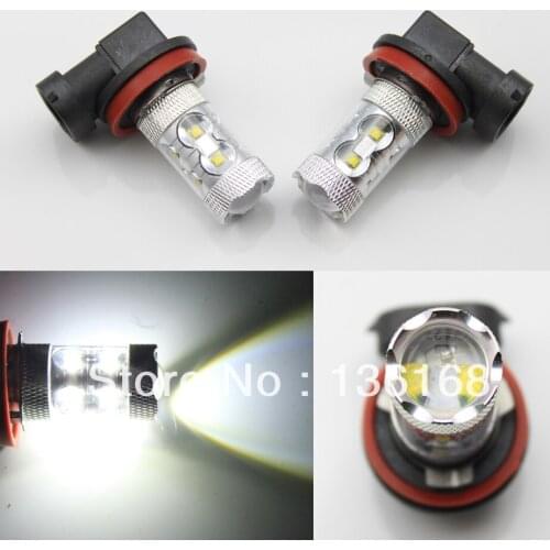 Free Shipping 2x 50W Bright White H11 CREE Chips LED 12V DC/24V DC Fog Led Lighting Canbus