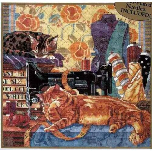 FREE Shipping Top Quality popular counted cross stitch kit cats in sewing store kittens kitties Bucilla 42447