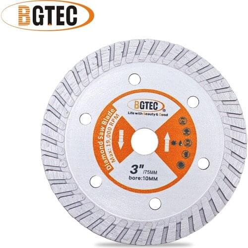 BGTEC 1pc 3" Diamond Hot Pressed Granite Concrete Diamond Turbo saw Blades 75MM dismond Cutting disc Tickness 2mm
