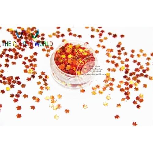 SFYJ714-77 4mm Size Amazing Glitter Sequins Maple leaf shaped sequins for nail Art or DIY decoration