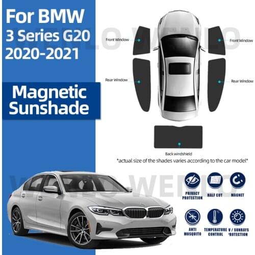 For BMW 3 Series G20 2020-2021 Side Window Sunshade Car Screen Magnetic Curtain Polyester Sun Shading Mesh Auto Sunshield
