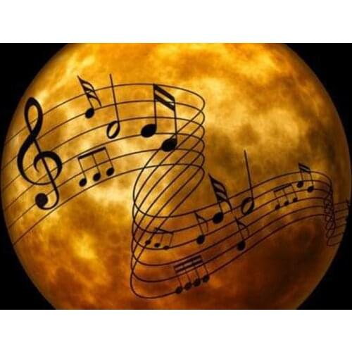 GLymg Diy Diamond Embroidery Musical Notes On The Moon 5D Diamond Painting Diamond Painting Kits For Diamond Wall Arts Decor