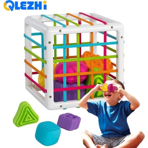 Baby Shape Sorting Toy motor skill tactile touch toy 10 months to 3 years soft cube montessori educational toys