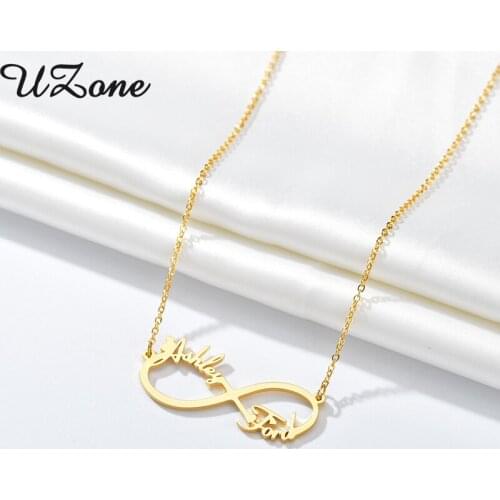 Personalized Stainless Steel Custom Name Necklace Infinity Piercing Pendant Necklaces Mirror Surface Nameplate Friends Gifts