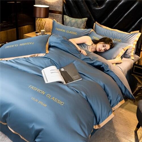 British European-style household long-staple cotton four-piece embroidery, noble, light and luxurious bedding duvet cover set