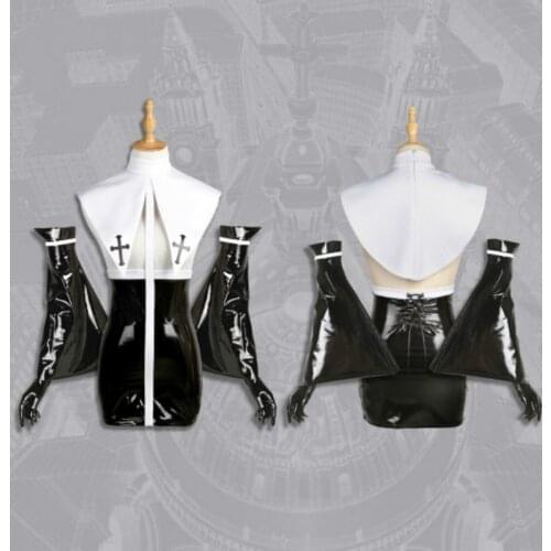 Cos EDENS ZERO Sister Cosplay Costume Leather Clothing Set black leotard
