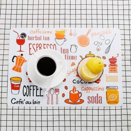 HILIFE Tableware Pad Dining Table Mat 40*28cm Non-Slip Printed Waterproof Kitchen Bowl Mat Heat-insulated PP Plastic