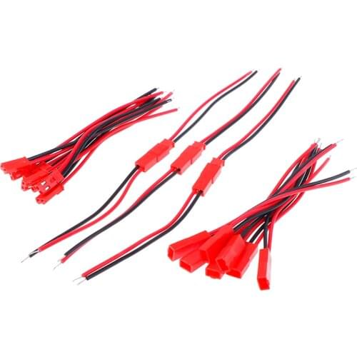 10pairs Connector Red 2 Pin Connector Male Female JST Plug Cable 22 AWG Wire For RC Battery Helicopter LED Lights Decoration