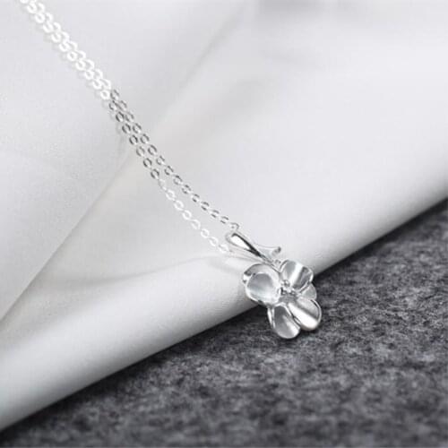 Creative Handmade Cherry Blossoms 925 Sterling Silver Clavicle Chain Temperament Personality Trendy Female Necklace SNE214