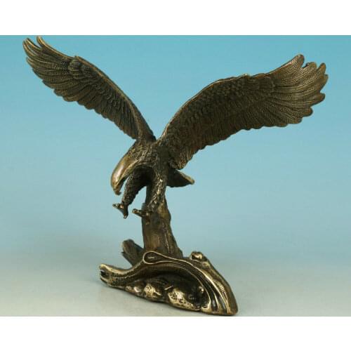 Brass Handmade Carved Eagle Collect Statue Figure Decor